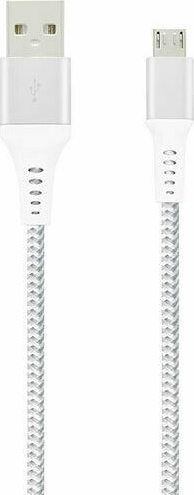 Lamtech Braided USB 2.0 to micro USB Cable Ασημί 2m (LAM450275)