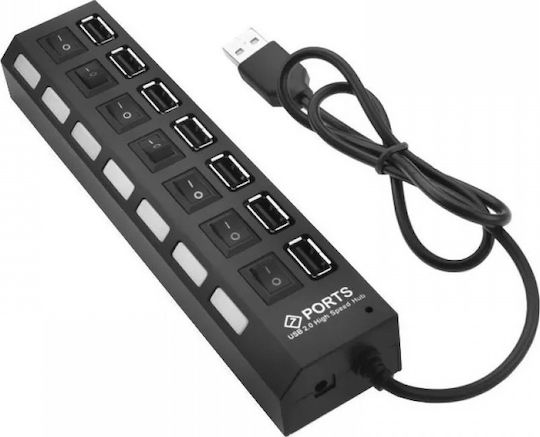 Powertech v2 Hub 7 Θυρών USB 2.0 με σύνδεση USB-A Μπλε