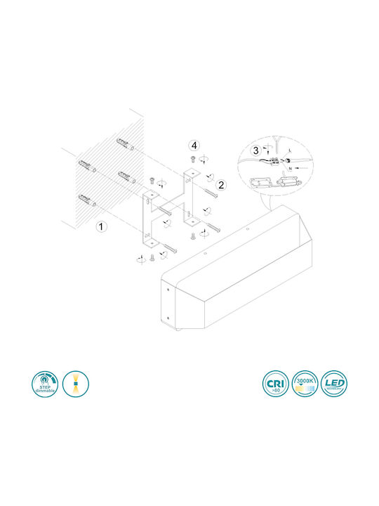 Trio Lighting Arino Modern Lamp Wall with Integrated LED and Warm White Light Gray 35x12cm