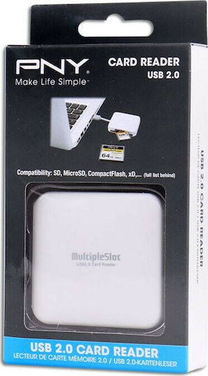 PNY AXP 724 Card Reader USB 2.0 για SD/microSD/MemoryStick/CompactFlash/xD Λευκό