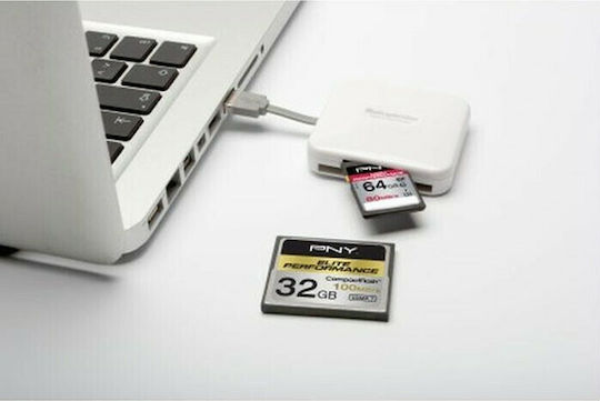 PNY AXP 724 Card Reader USB 2.0 για SD/microSD/MemoryStick/CompactFlash/xD Λευκό