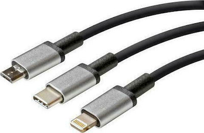 Lampa Regular USB to Lightning / Type-C / micro USB 1m Cable Silver (38847)