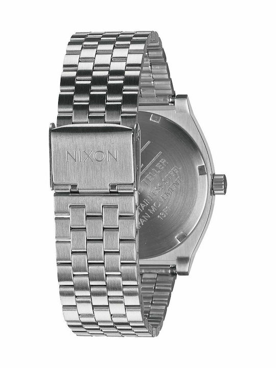 Nixon Teller Ανδρικό Ρολόι 37mm Μπαταρίας με Ασημί Μεταλλικό Μπρασελέ