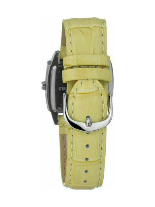 Justina Watch with Yellow Leather Strap 21809AM