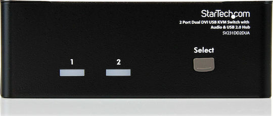 StarTech 2 Port Dual DVI USB KVM Switch with Audio & USB 2.0 Hub
