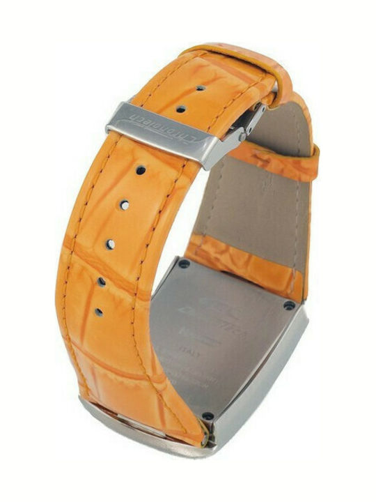 Chronotech Γυναικείο Ρολόι 28mm Μπαταρίας με Πορτοκαλί Δερμάτινο Λουράκι