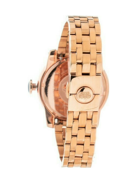 Glam Rock Watch with Pink Gold Metal Bracelet