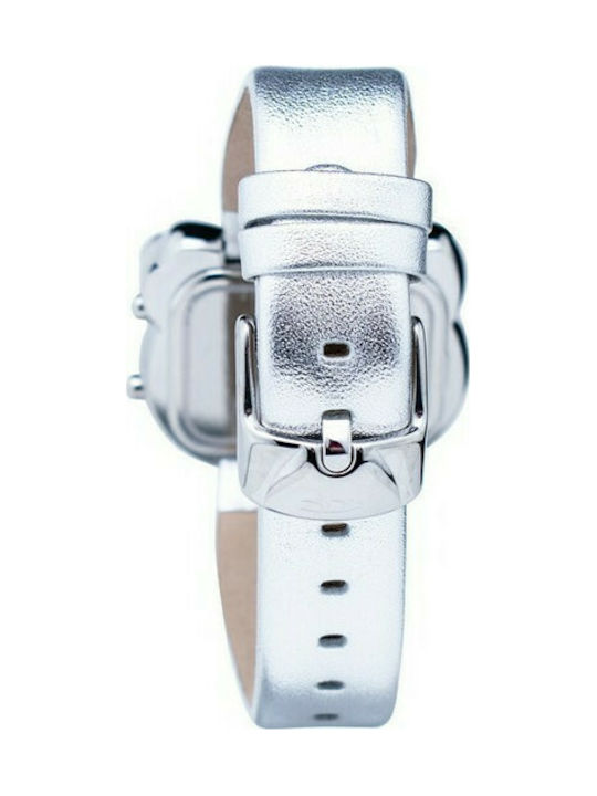 Chronotech Watch with Silver Leather Strap CT7104L-27