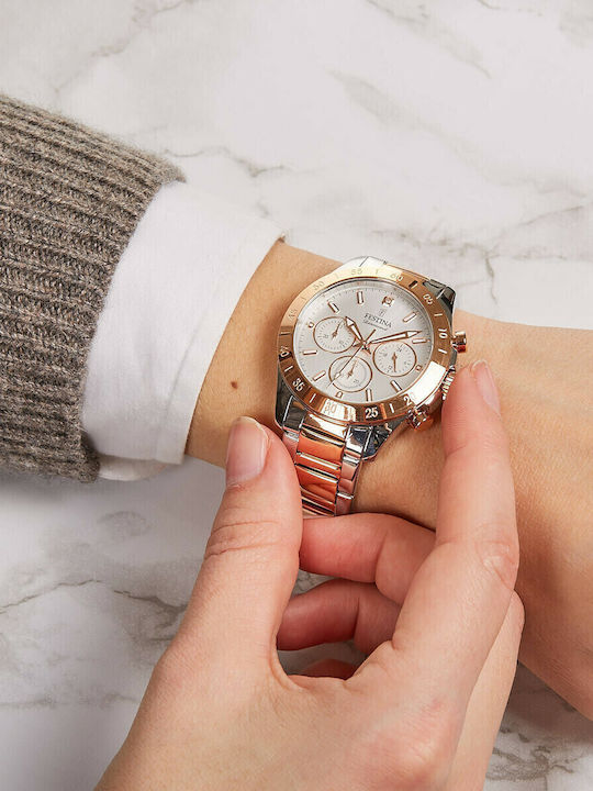 Festina Ρολόι Μπαταρίας με Μεταλλικό Μπρασελέ