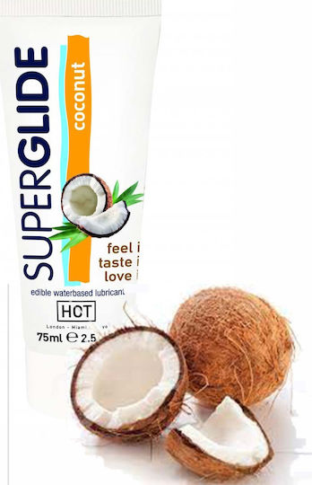 HOT Superglide Edible Water Based Lubricant Λιπαντικό Gel Coconut 75ml