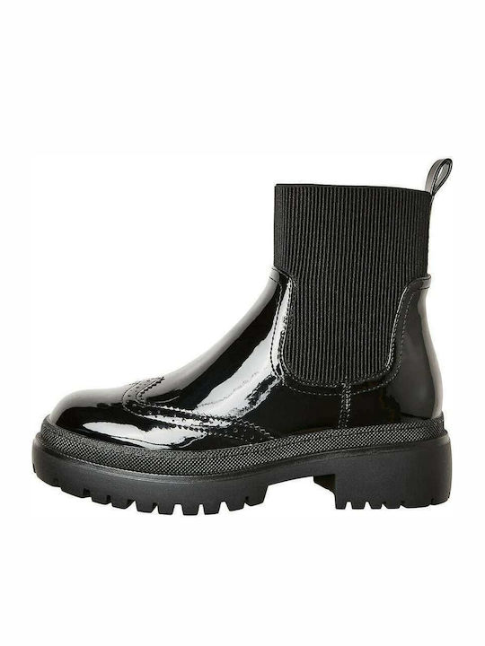 Vero Moda Damen Knöchelstiefel aus Lackleder Schwarz