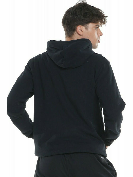 Body Action Men's Sweatshirt with Hood and Pockets Black