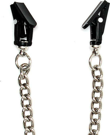Rimba Nipple Clamp With Chain Σφιγκτήρες Θηλών σε Μαύρο Χρώμα