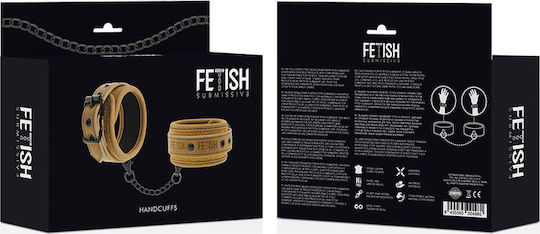 Fetish Submissive Origin Handcuffs Vegan Leather Χειροπέδες σε Καφέ Χρώμα