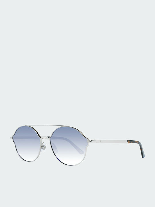 Web Men's Sunglasses with Silver Metal Frame and Blue Gradient Lens
