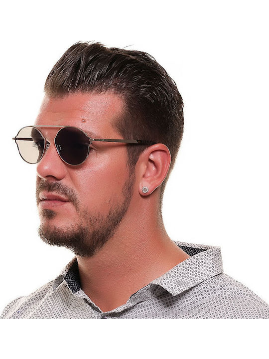 Web Men's Sunglasses with Silver Metal Frame and Blue Gradient Lens