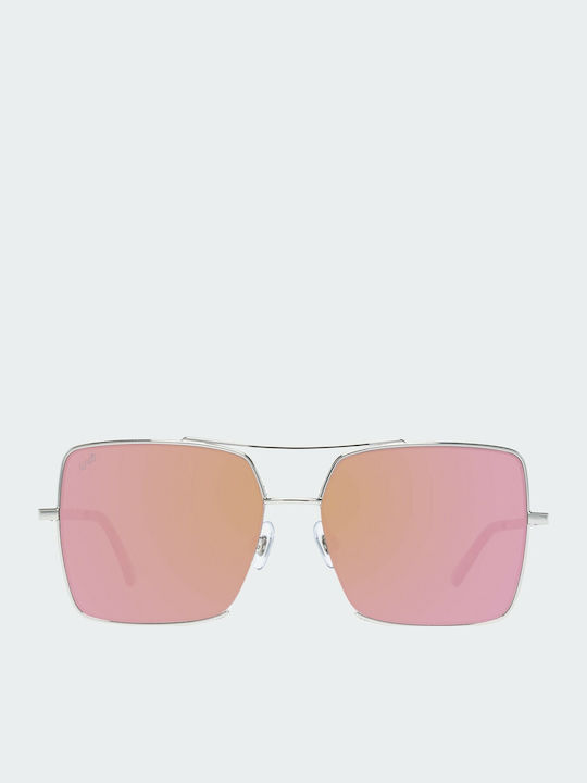 Web Women's Sunglasses with Silver Metal Frame and Pink Mirror Lens WE0210 16Z
