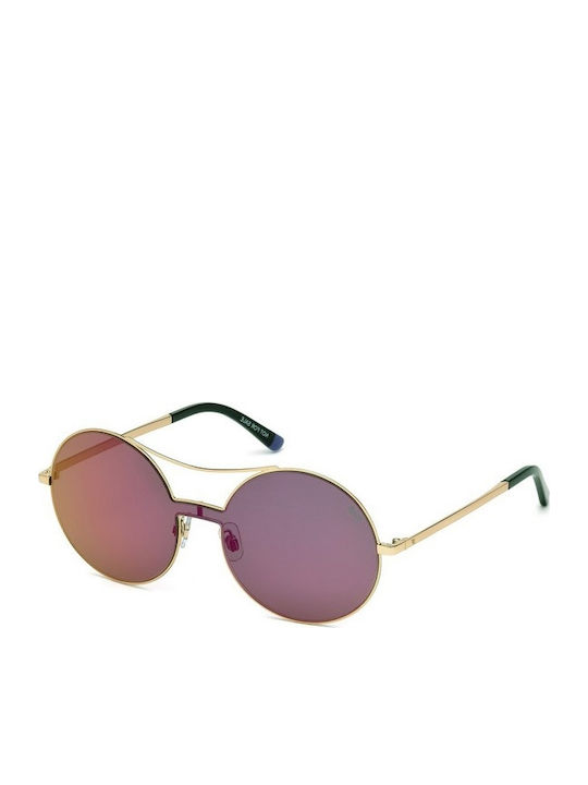 Web Women's Sunglasses with Gold Metal Frame and Purple Mirror Lens WE0211 34Z