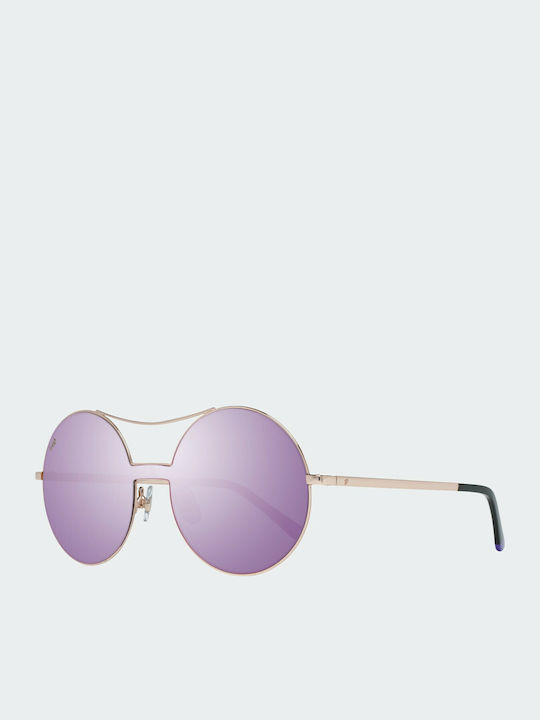 Web Women's Sunglasses with Gold Metal Frame and Purple Mirror Lens