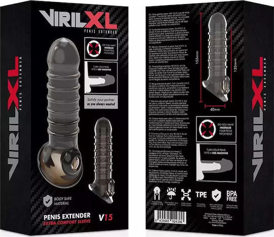 Dream Love VirilXL Penis Extender Extra Comfort Sleeve V15 Black Penis Extension 13.5cm
