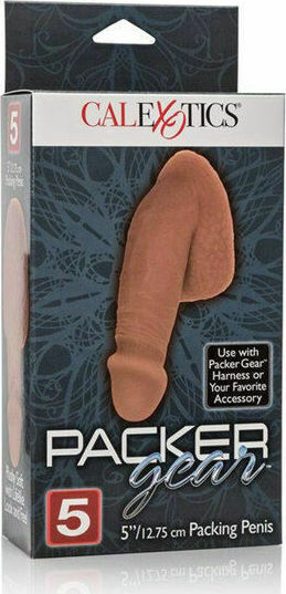 Calexotics Packer Gear Glass Dildo with Scrotum Brown 14.5cm
