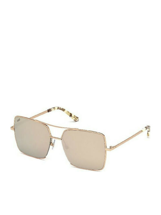 Web Sonnenbrillen mit Rose Gold Rahmen und Silber Spiegel Linse WE0210 34G