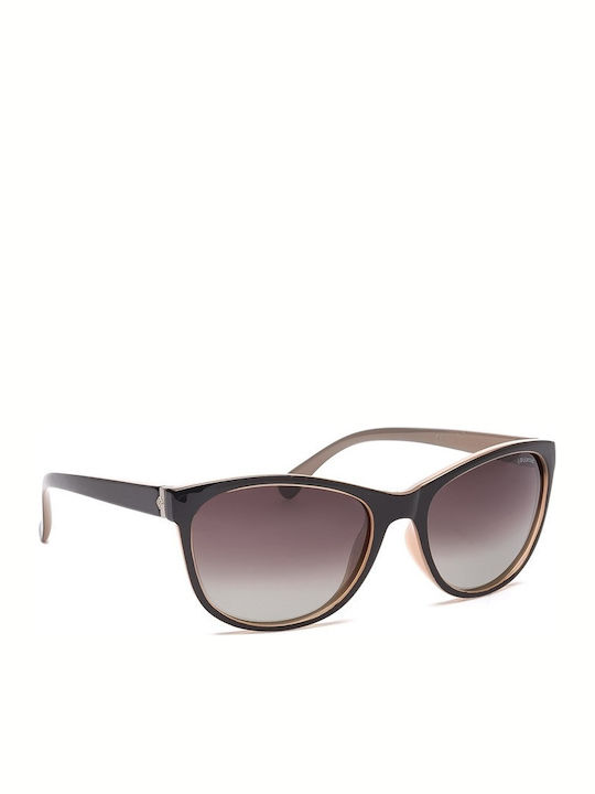 Polaroid Women's Sunglasses with Black Plastic Frame and Brown Gradient Polarized Lens P8339 KIH/LA