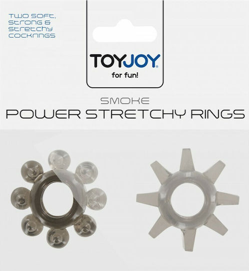 ToyJoy 2 Power Stretchy Cock Rings Set Cock Rings Cock Black 2buc