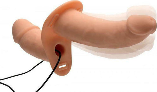 Strap U Power Pegger Double Strap On Vibrator Gurtzeug mit Doppelter Dildo 17cm und Vibration in Hautfarbe