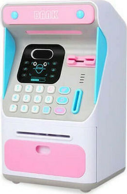 Mini Atm Money Bank Kinder Spardose Plastik Pink 16x14x26.5cm