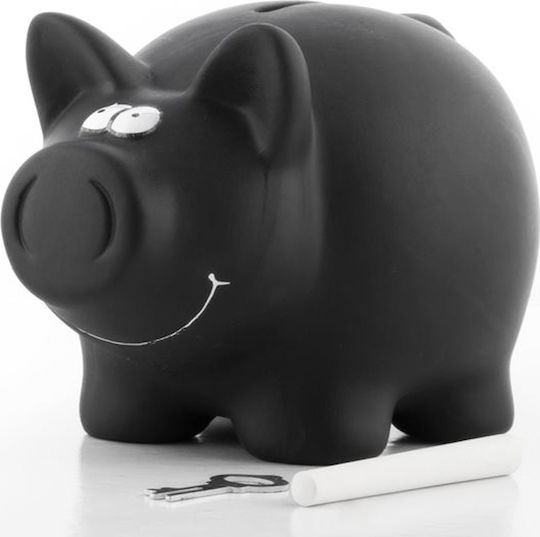 Best For Life Philosophy Piggy Chalkboard Money Box Ceramic Black 16x12cm