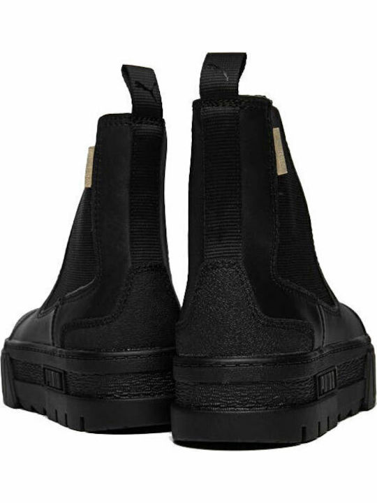 Leder Damen Chelsea Stiefeletten Schwarz