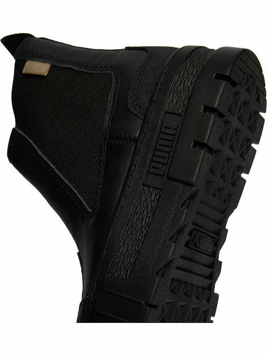 Leder Damen Chelsea Stiefeletten Schwarz