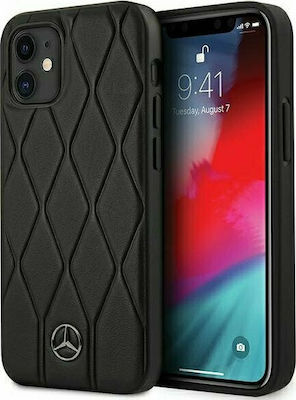 Mercedes-Benz Wave Synthetic Leather Back Cover Black (iPhone 12 mini)