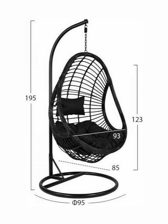 Φωλιά με Βάση Rattan Μ93xΠ85xΥ123cm Μαύρη