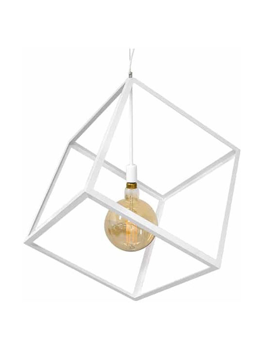 GloboStar Cube Pendant Lamp E27 Λευκό White