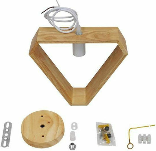 GloboStar Elise Triangle Κρεμαστό Φωτιστικό Μπεζ με Ντουί E27 29x8x28εκ.