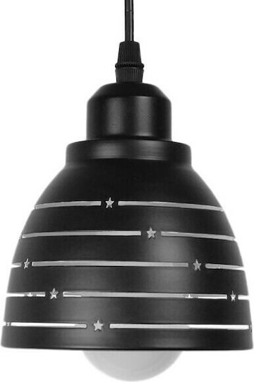 GloboStar Line Stars Pendant Light Black Bell with Socket E27 12.5x12.5cm