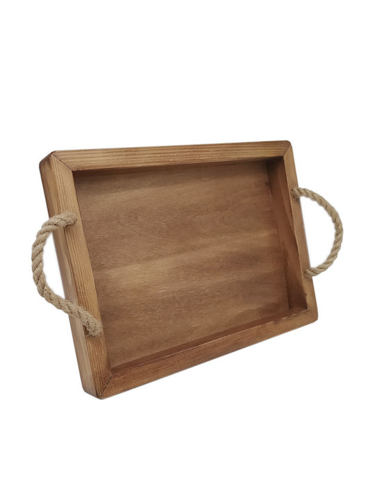 Korres Craft Rectangle Tray Wooden with Handle In Brown Colour 30x22.5x4.5cm 1pcs