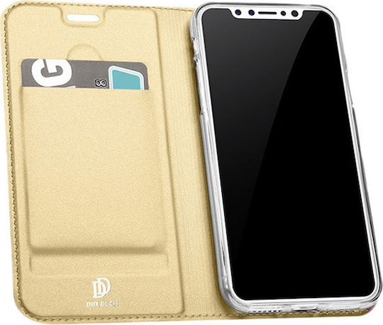 Dux Ducis Skin Pro Book Piele artificială Auriu (iPhone XR)