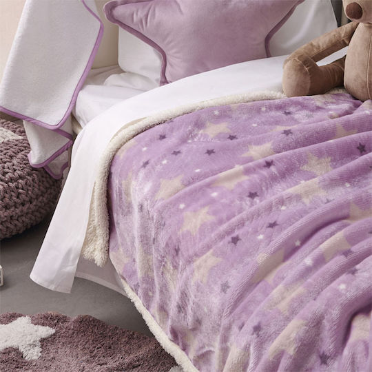 Palamaiki Decke Kinderbett Sky Girl Vlies Lila 110x140cm