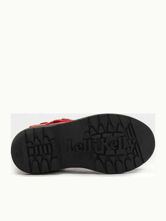 Leather Kids Boots with Zipper Red