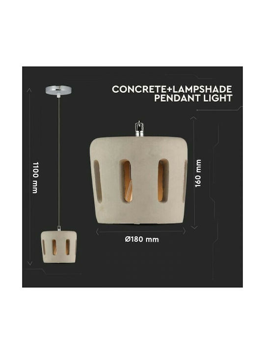 V-TAC Pendant Light Gray with Socket E27 18x16x110cm