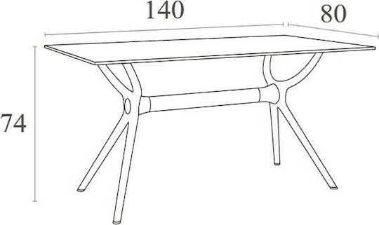 Маса Стабилна Air Черен 140x80x74бр