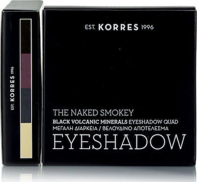 Korres Black Volcanic Minerals Quad Παλέτα με Σκιές Ματιών σε Στερεή Μορφή The Naked Smokey 5gr