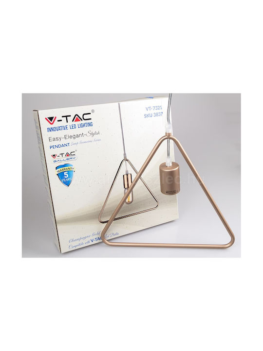 V-TAC Triangle Pendant Light Gold with Socket E27 32x32x135cm
