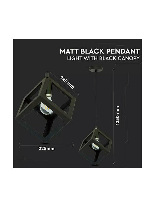 V-TAC Cube Pendant Light Black Grid with Socket E27 22.5x22.5x22.5cm