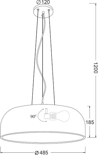 Aca Pendant Light White Bell with Socket E27 48x48cm