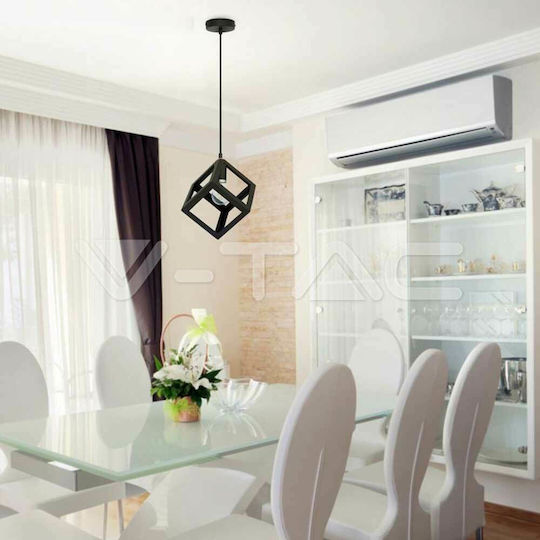 V-TAC Cube Κρεμαστό Φωτιστικό Μαύρο Πλέγμα με Ντουί E27 22.5x22.5x22.5εκ.