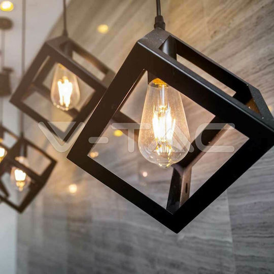 V-TAC Cube Κρεμαστό Φωτιστικό Μαύρο Πλέγμα με Ντουί E27 22.5x22.5x22.5εκ.